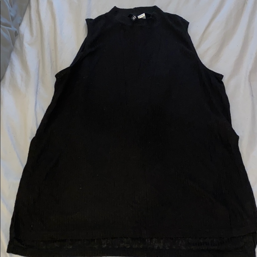 H&M Divided Ribbed Black High Neck Tank Size L
